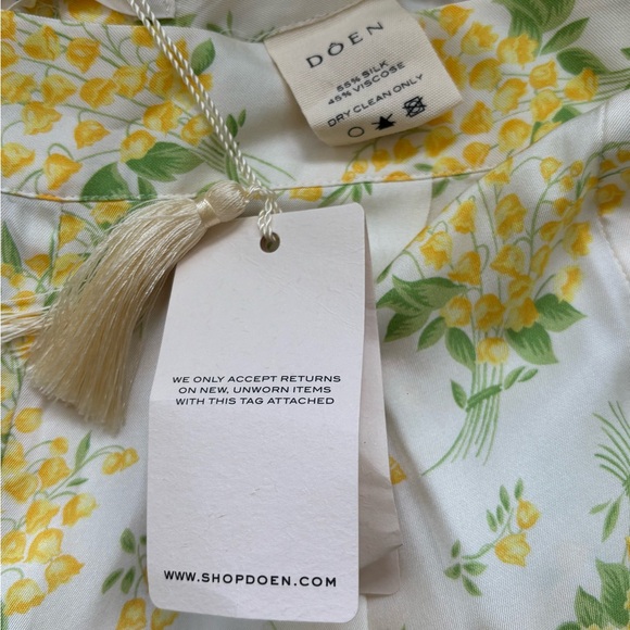 DÔEN Lani Silk Wide-Leg pants yellow and white size XS | NEW with tags - Picture 3 of 4